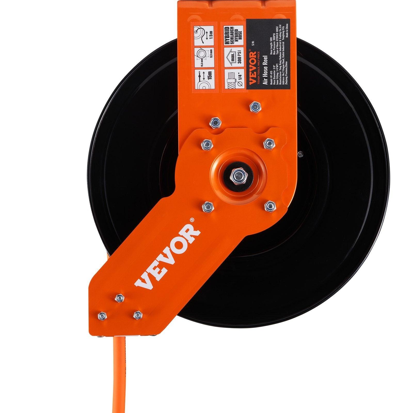 VEVOR Retractable Air Hose Reel 50 FT Hybrid 300PSI - Inside The Bars