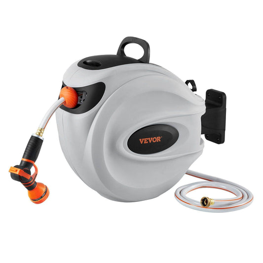 VEVOR Retractable Hose Reel Water Hose Reel 65'x5/8" 180° Swivel Wall - Mounted - Inside The Bars