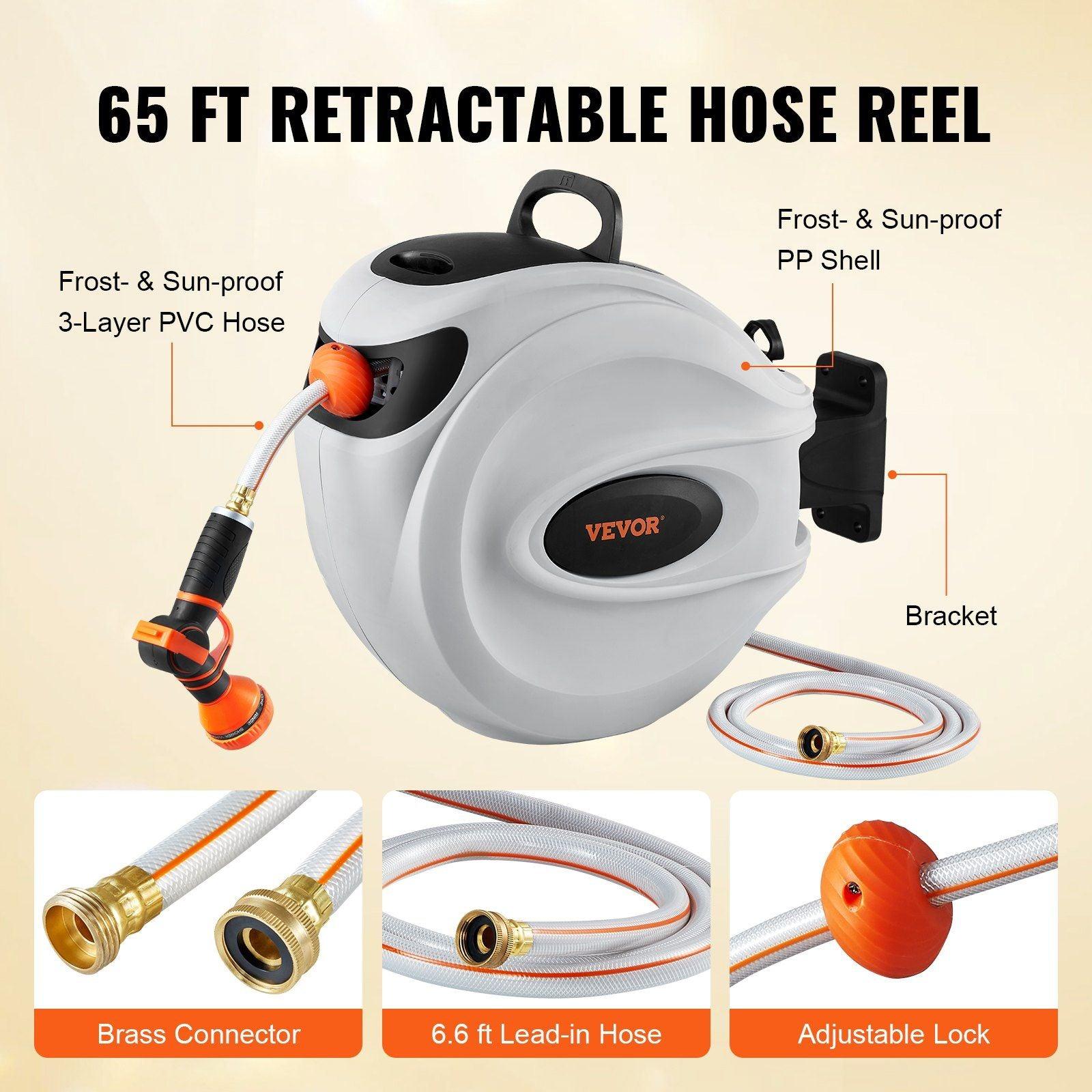 VEVOR Retractable Hose Reel Water Hose Reel 65'x5/8