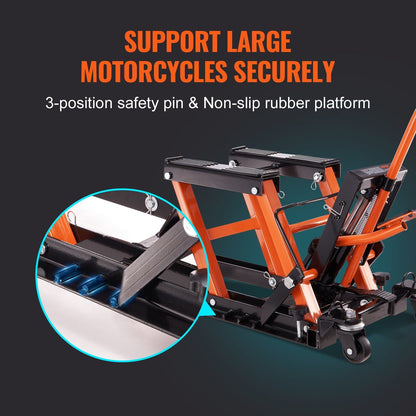 VEVOR Steel Hydraulic Motorcycle Jack Stand 1500 LBS ATV Lift - Inside The Bars