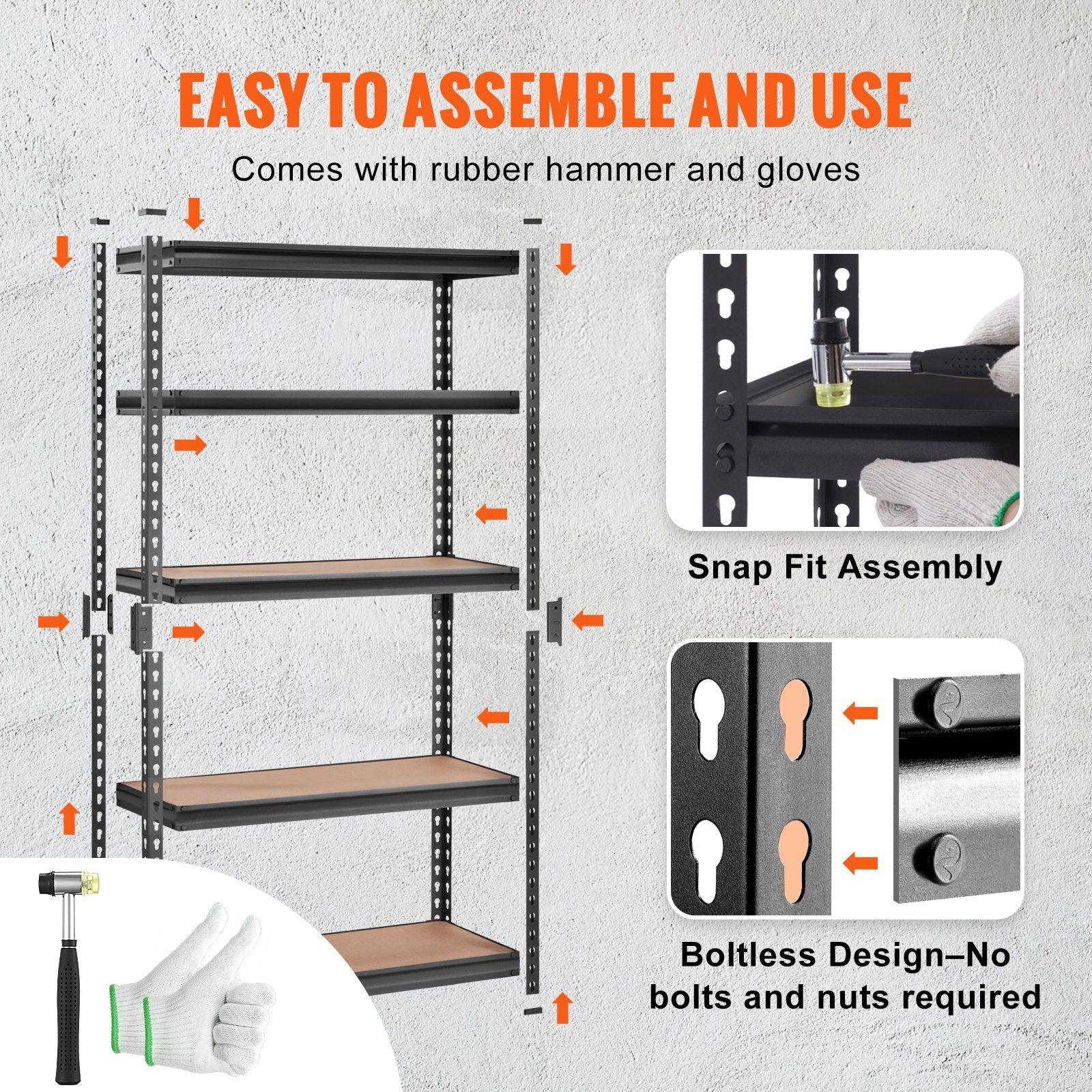 VEVOR Storage Shelving Unit 5 - Tier Adjustable 2000 lbs Capacity - Inside The Bars