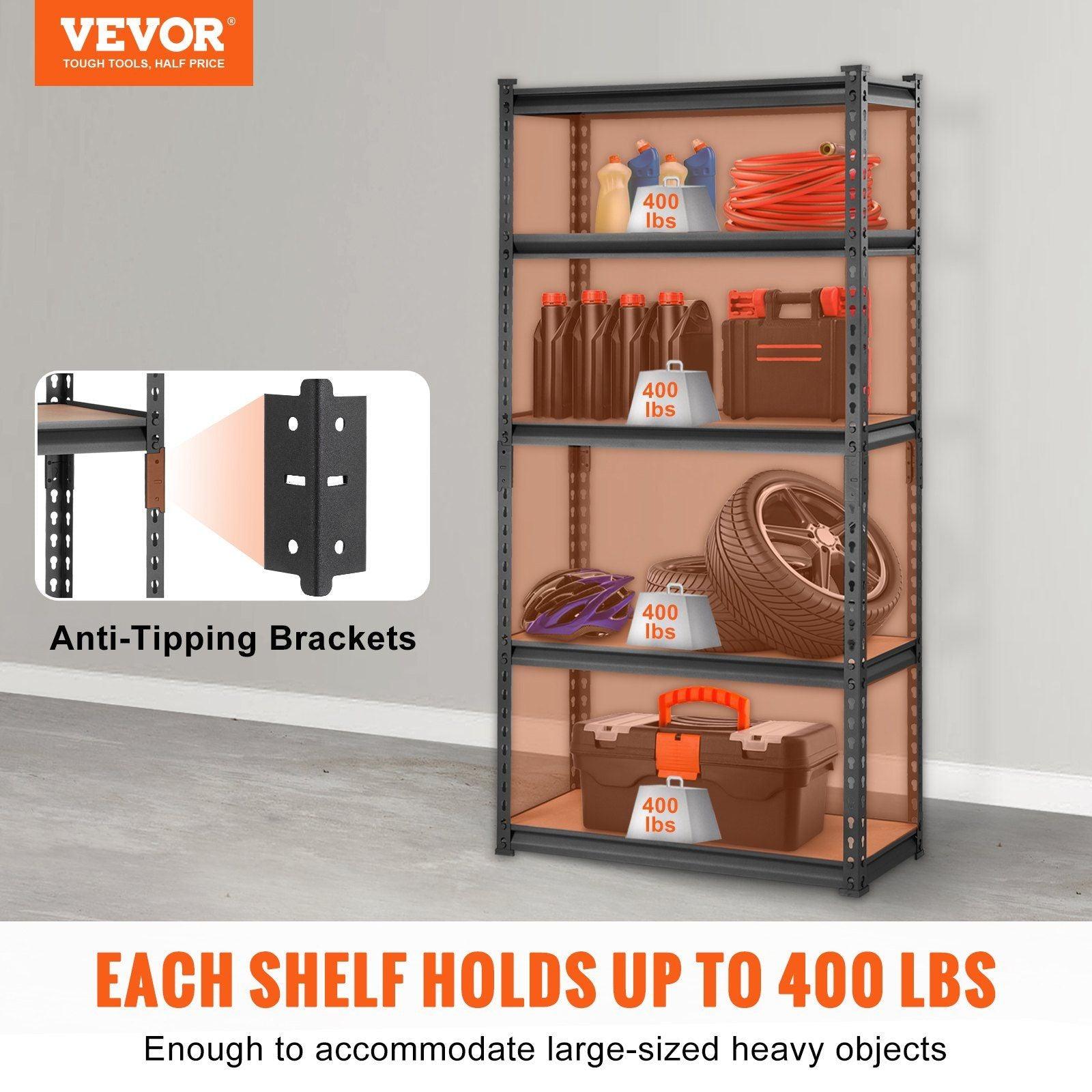 VEVOR Storage Shelving Unit 5 - Tier Adjustable 2000 lbs Capacity - Inside The Bars