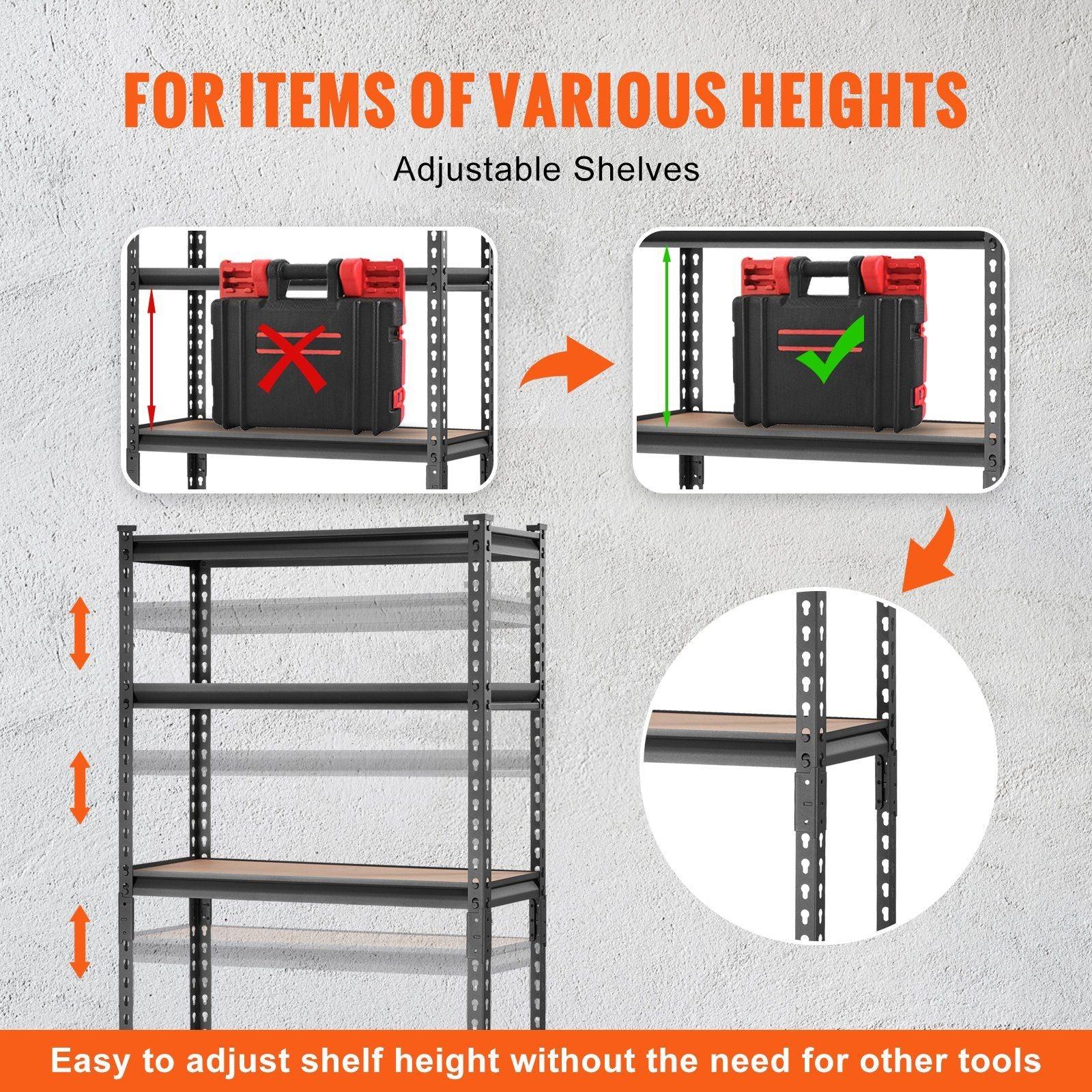 VEVOR Storage Shelving Unit 5 - Tier Adjustable 2000 lbs Capacity - Inside The Bars
