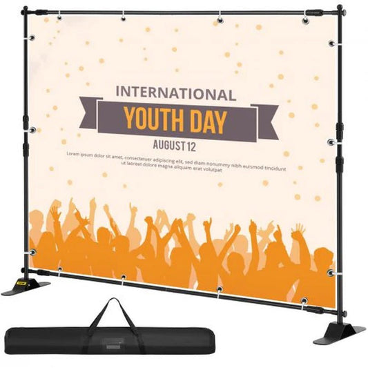 VEVOR Telescopic Backdrop Banner Stand 8' X 8' Adjustable - Inside The Bars