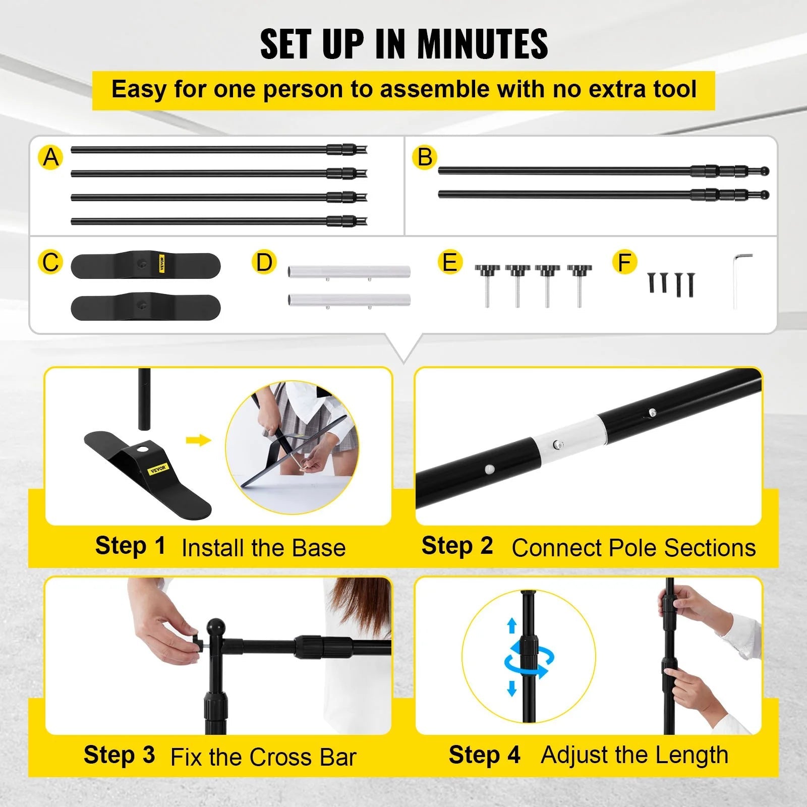 VEVOR Telescopic Backdrop Banner Stand 8' X 8' Adjustable - Inside The Bars