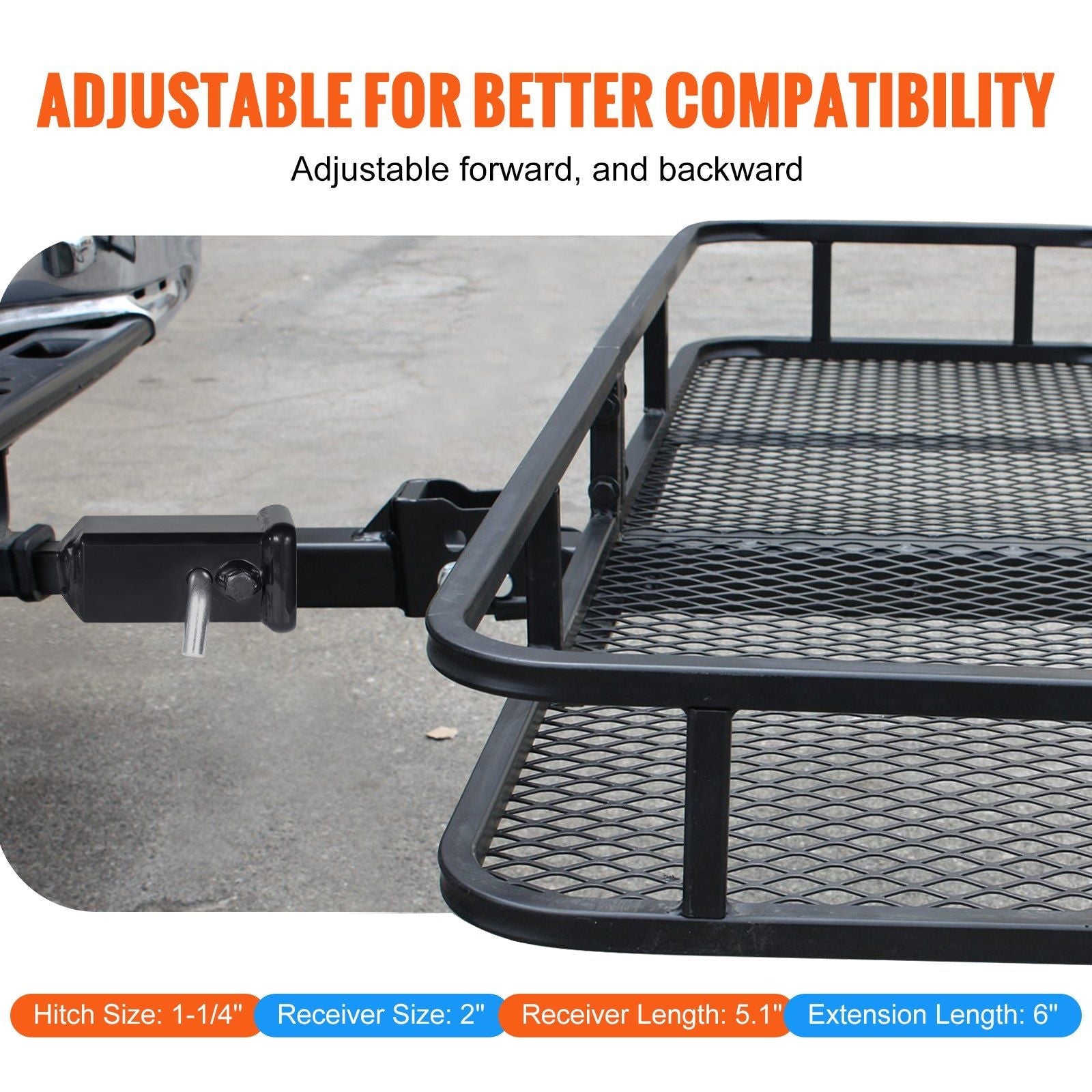 VEVOR Trailer Hitch Extender 4000 lbs Towing Capacity Black - Inside The Bars