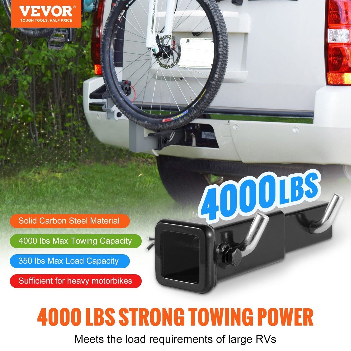 VEVOR Trailer Hitch Extender Fits 2 Inch Receiver 7 Inch - Inside The Bars