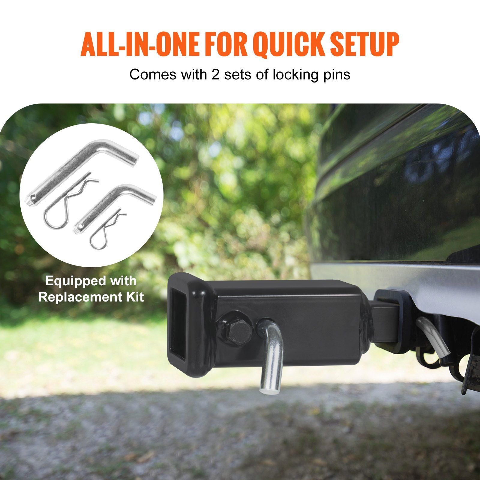VEVOR Trailer Hitch Extender for 1 - 1/4 to 2 Inch Receivers - Inside The Bars