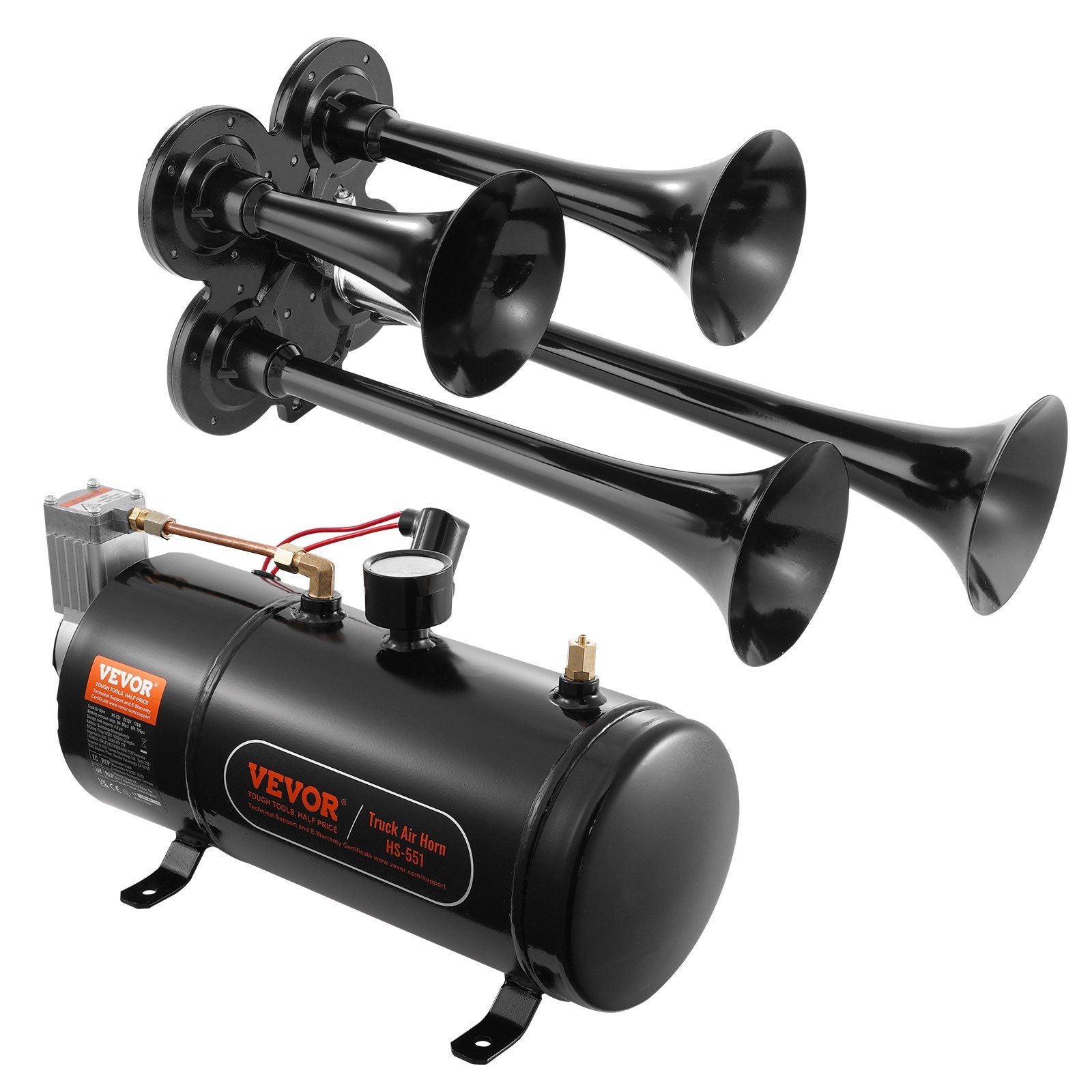 VEVOR Train Horns Kit 150dB 4 Trumpet Air Horns for Trucks - Inside The Bars