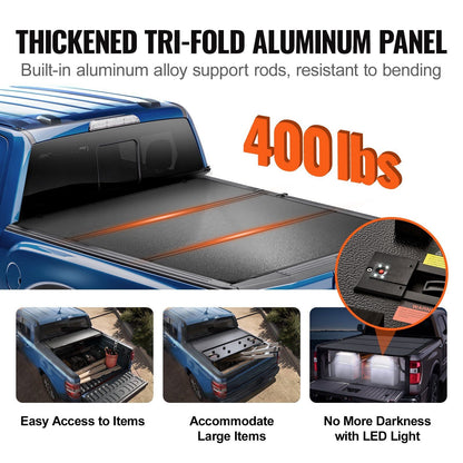 VEVOR Tri - Fold Truck Bed Tonneau Cover for 2015 - 2024 Ford F - 150 - Inside The Bars