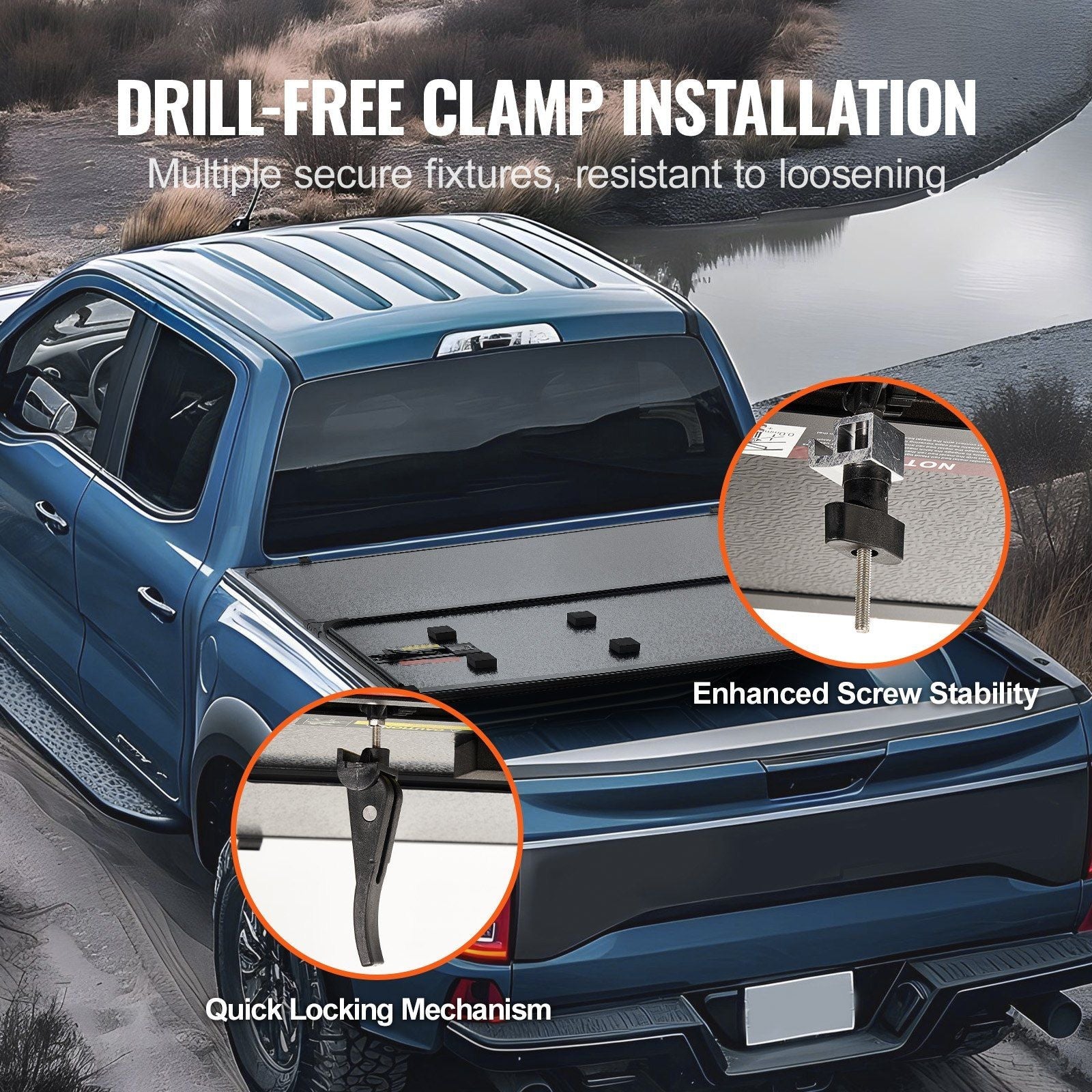 VEVOR Tri - Fold Truck Bed Tonneau Cover for 2015 - 2024 Ford F - 150 - Inside The Bars
