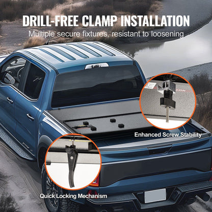 VEVOR Tri - Fold Truck Bed Tonneau Cover for 2015 - 2024 Ford F - 150 - Inside The Bars