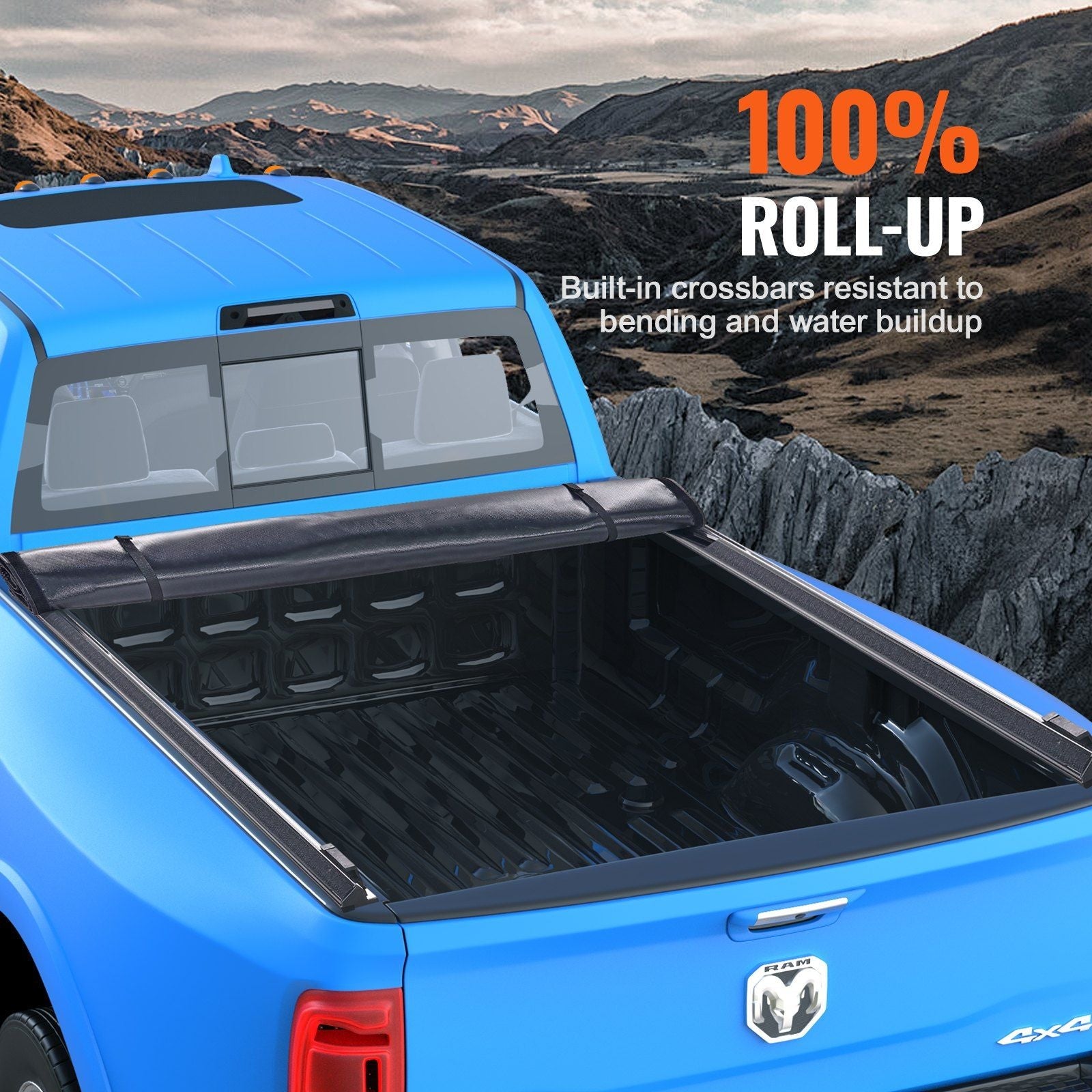 VEVOR Truck Bed Cover Roll Up Tonneau Compatible 2002 - 2024 - Inside The Bars