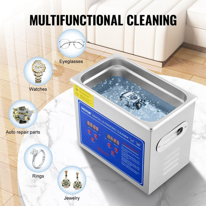 VEVOR Ultrasonic Cleaner with Digital Timer and Heater 3L - Inside The Bars