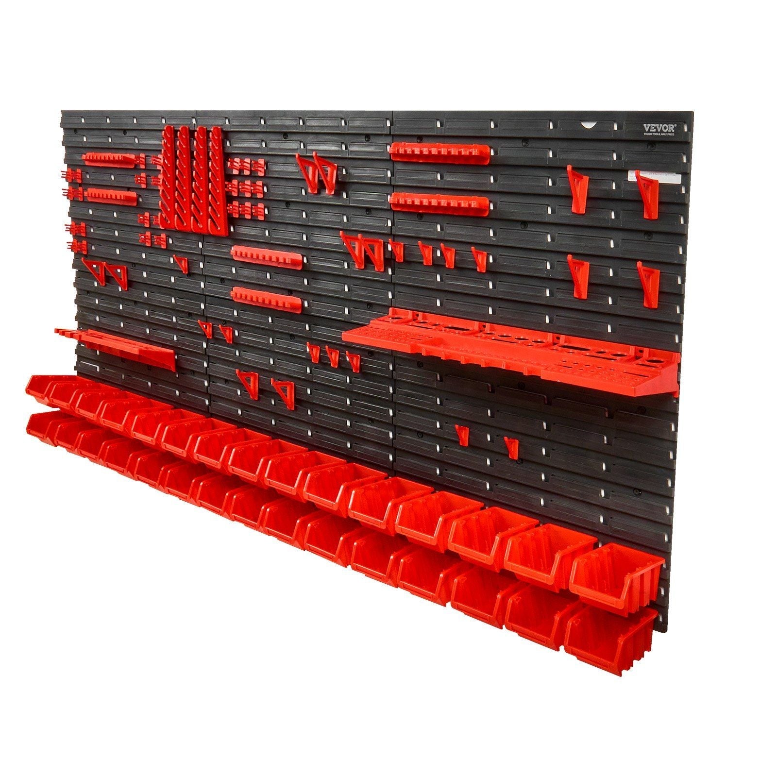 VEVOR Wall Mounted Storage Bins 30 - Bin Tool Organizer Black Red - Inside The Bars
