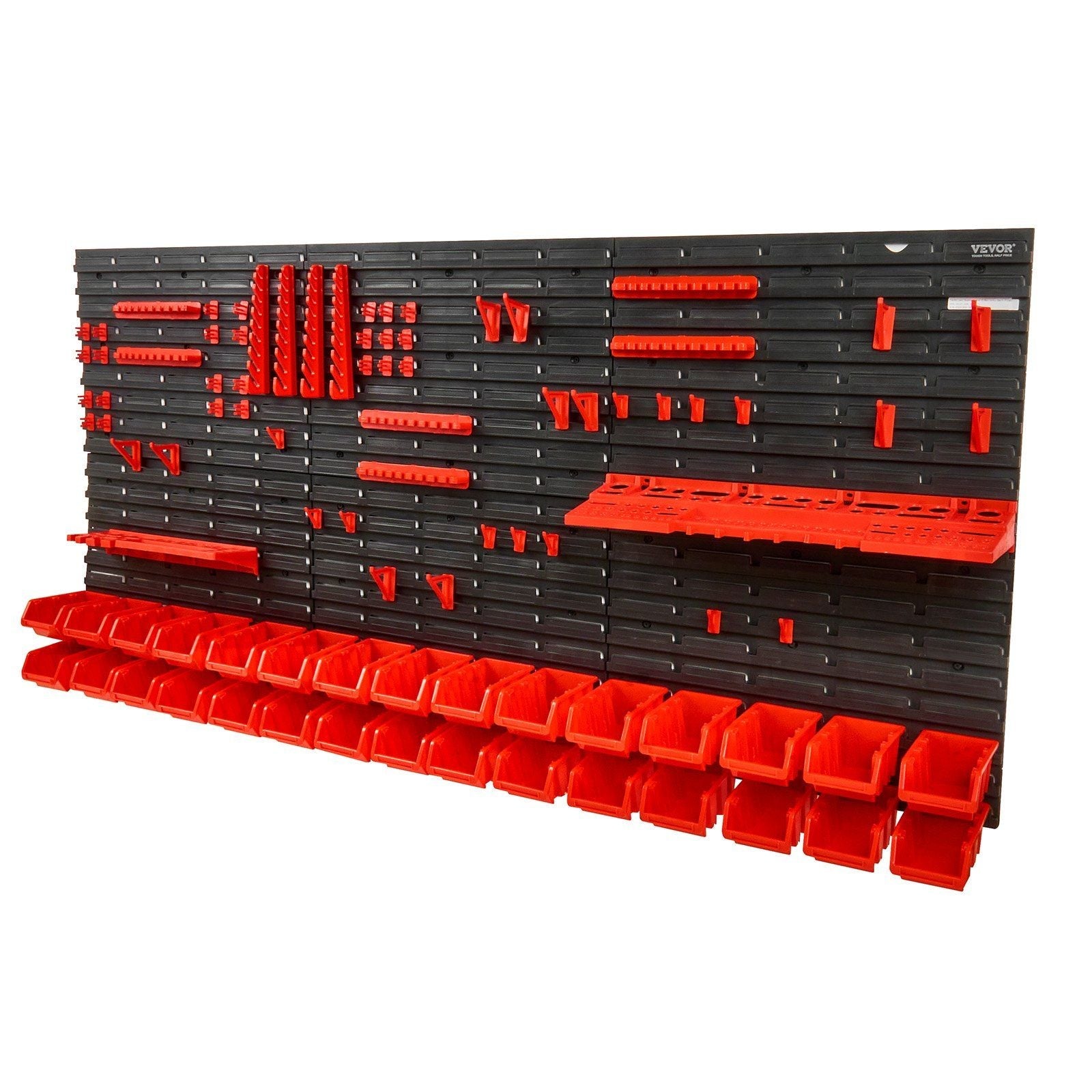 VEVOR Wall Mounted Storage Bins 30 - Bin Tool Organizer Black Red - Inside The Bars