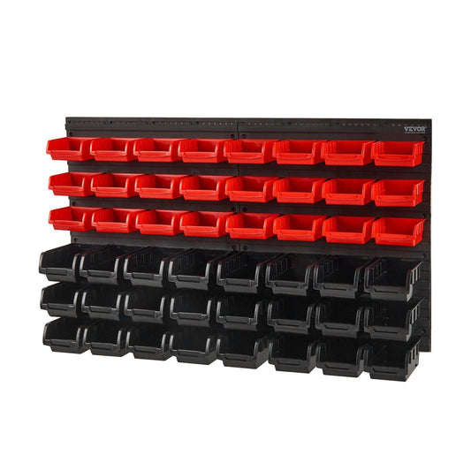 VEVOR Wall Mounted Storage Bins 48 - Bin Organizer Black Red - Inside The Bars