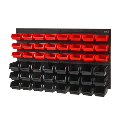 VEVOR Wall Mounted Storage Bins 48 - Bin Organizer Black Red - Inside The Bars