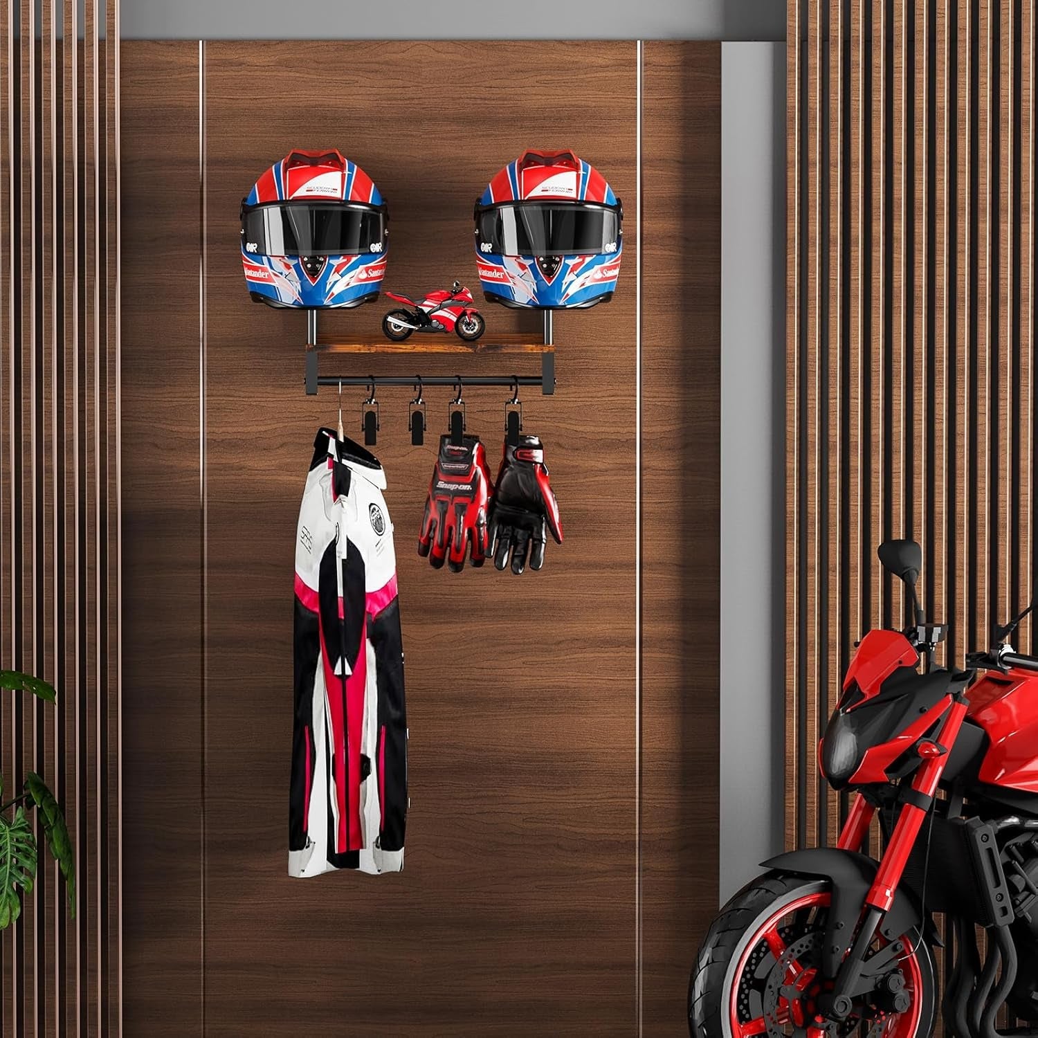 Wall - Mounted Helmet Rack for Motorcycle and Football Gear - Inside The Bars