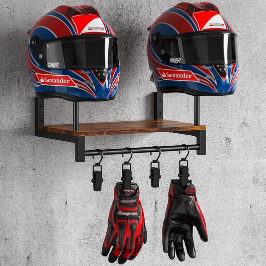 Wall - Mounted Helmet Rack for Motorcycle and Football Gear - Inside The Bars