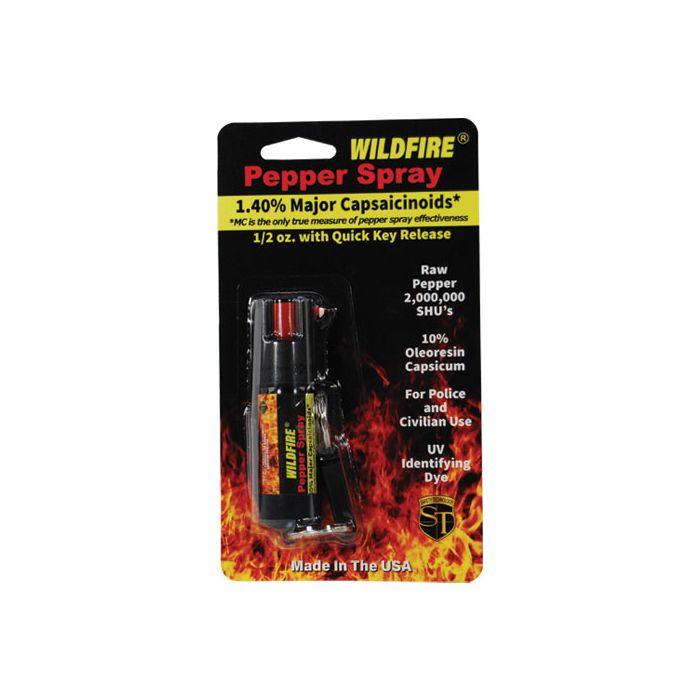Wildfire 1.4% MC 1/2 oz Pepper Spray with Keychain Clip and Quick Release Feature - Inside The Bars