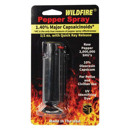 Wildfire 1.4% MC 1/2 oz Pepper Spray with Quick Release Keychain in Black Hard Case - Inside The Bars