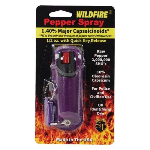 WildFire 1.4% MC 1/2 oz Purple Pepper Spray with Halo Holster and Keychain - Inside The Bars