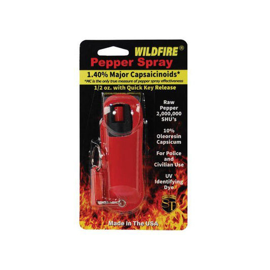 WildFire 1.4% Pepper Spray with Halo Holster & Quick Release Keychain - Red ½ oz - Inside The Bars