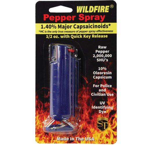 Wildfire Blue 1/2 oz Pepper Spray with Quick Release Keychain and Hard Case - 1.4% MC - Inside The Bars