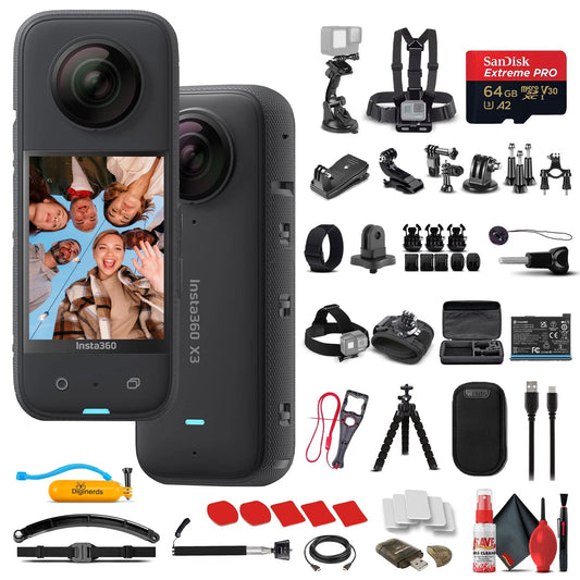 X3 Waterproof 360 Camera 50 - In - 1 Accessory Kit 64GB Card - Inside The Bars
