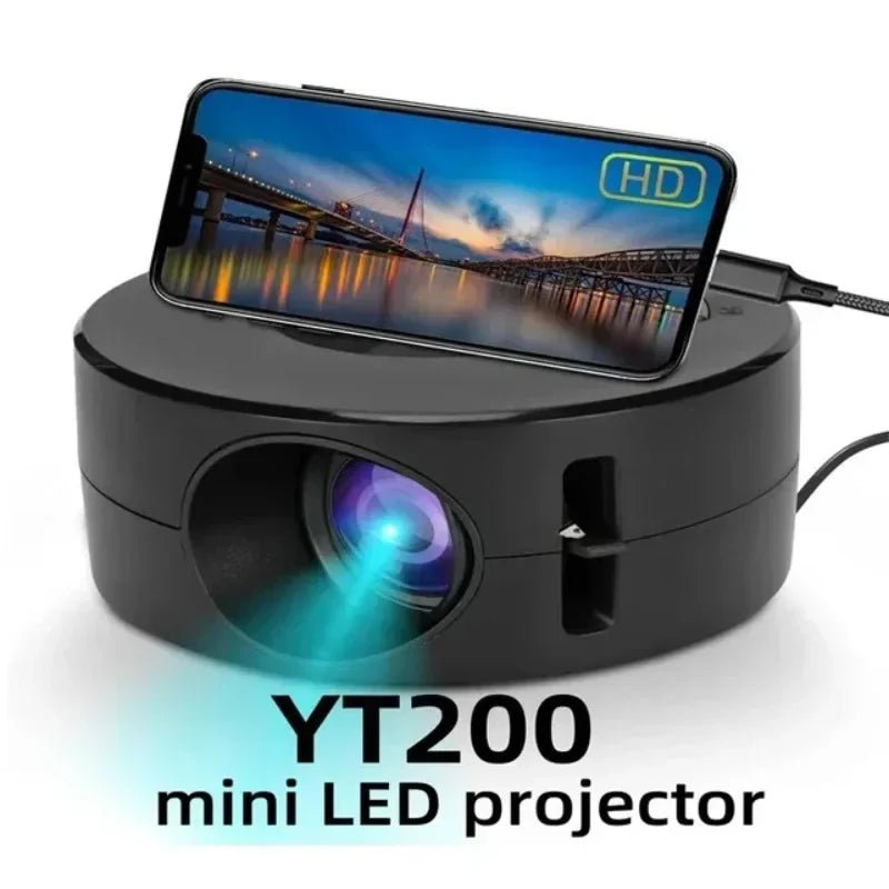 YT200 Smart Projector LED HD TV Video Projector 4K 1500 Lumens Portable Mini Home Cinema - Inside The Bars