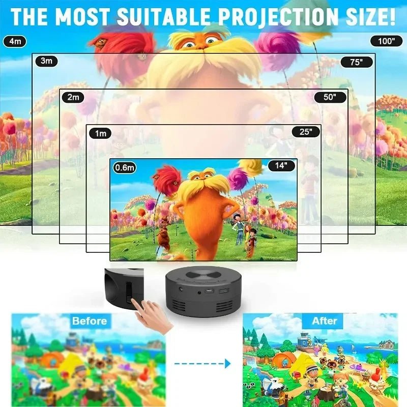 YT200 Smart Projector LED HD TV Video Projector 4K 1500 Lumens Portable Mini Home Cinema - Inside The Bars
